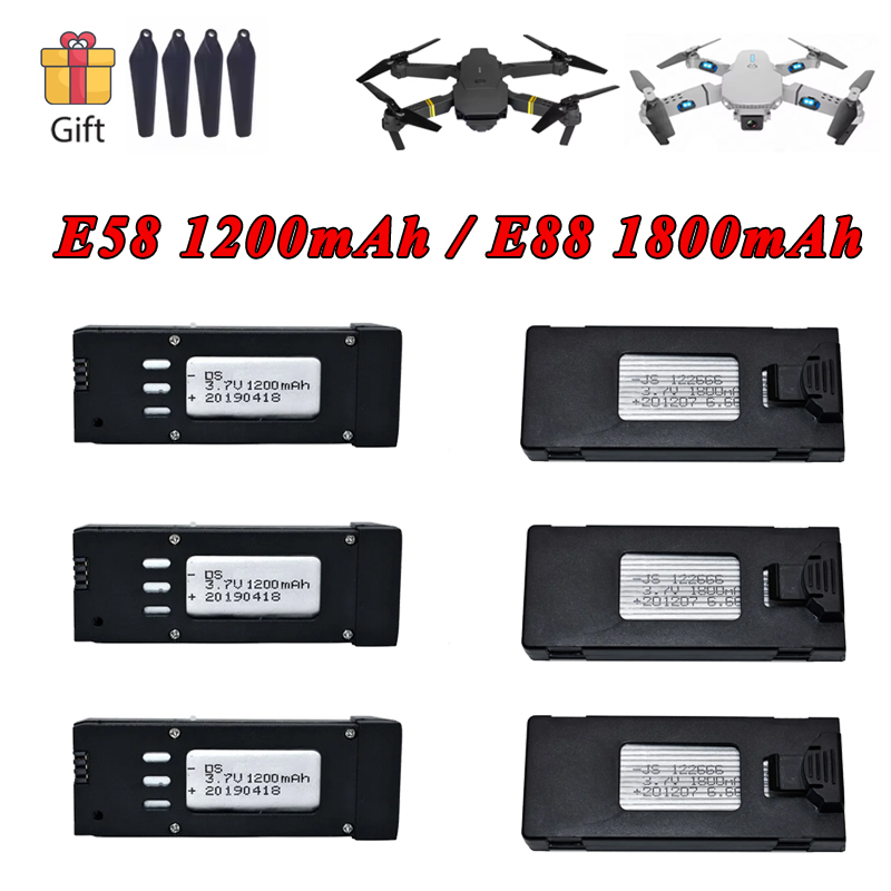 3.7V 1200mAh 1800mAh Lipo Batt - Eachine Drone E58 review and price